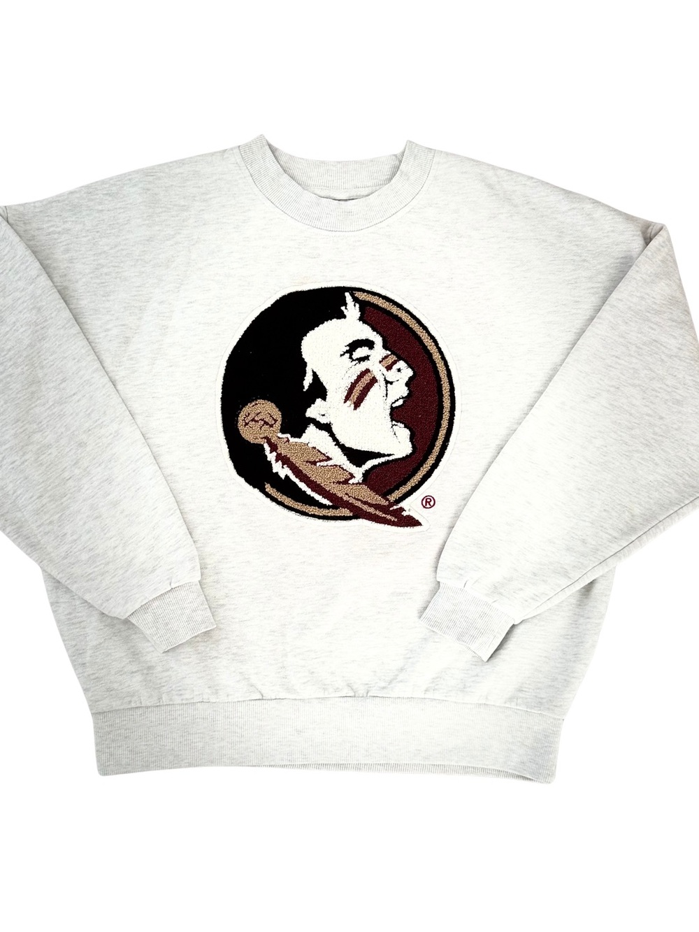 Gameday Couture FSU Gray Crewneck Sweatshirt with Embroidered Crest